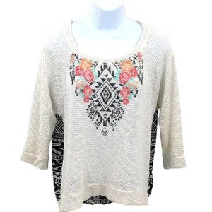 Almost Famous Knit Aztec Pull-over Top